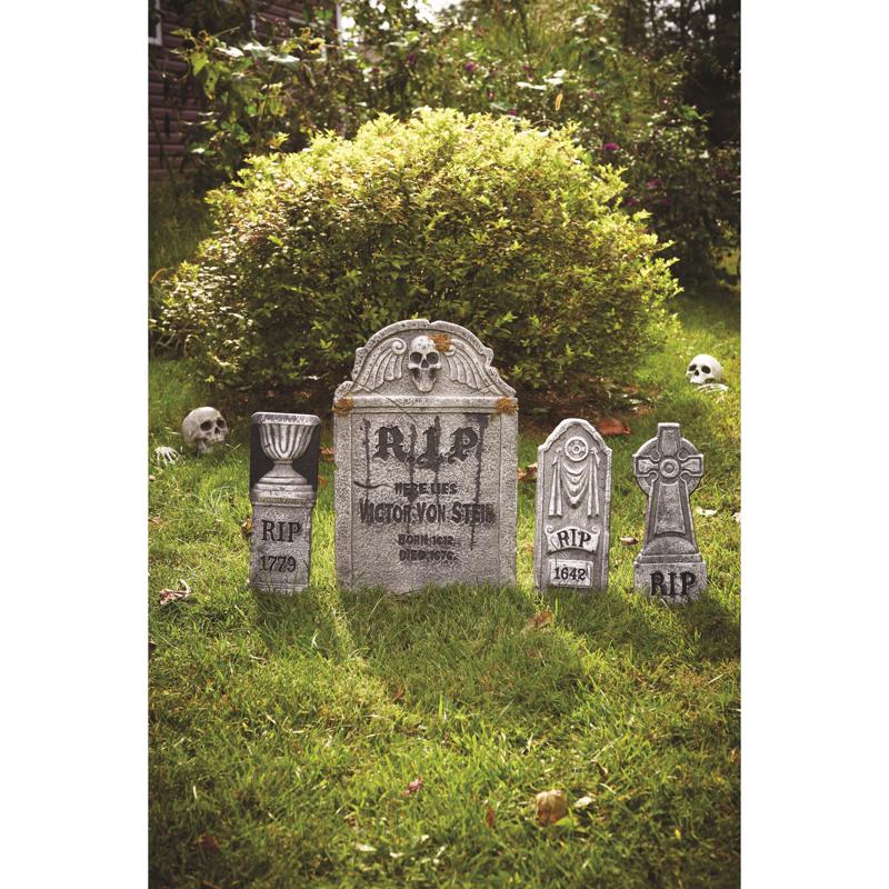 Fun World 21.5 in. Foam Tombstones Set Yard Decor