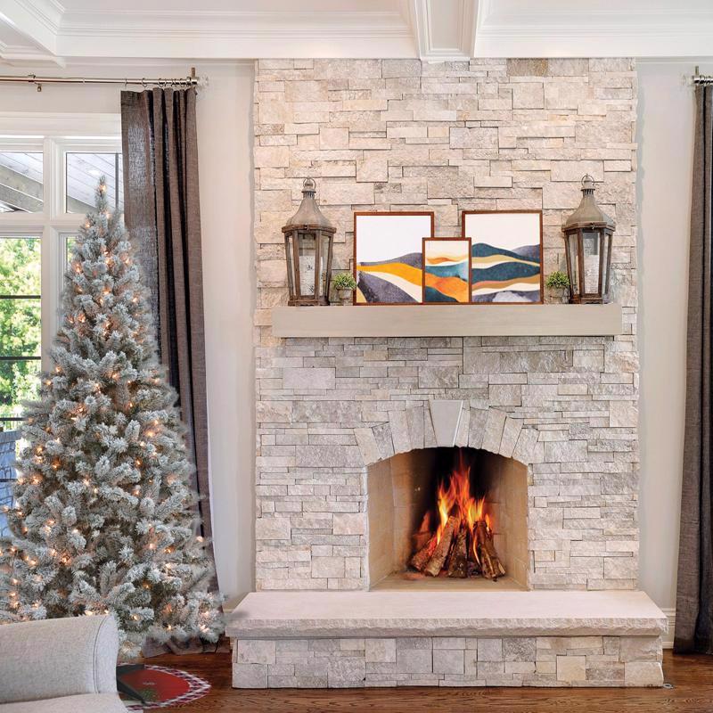 Celebrations 7-1/2 ft. Slim Incandescent 300 lights Flocked Fir Christmas Tree