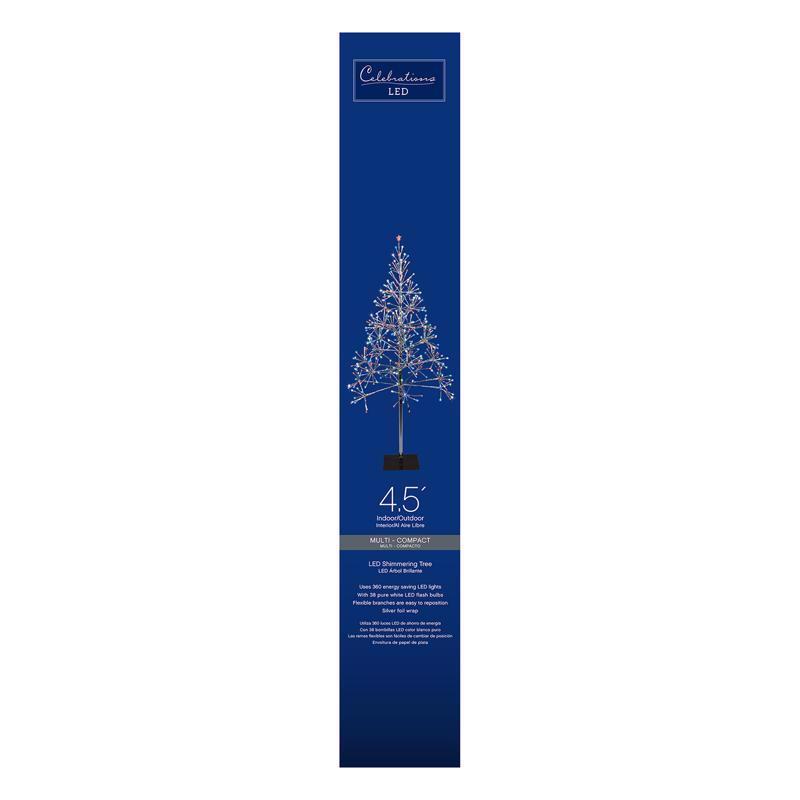 Celebrations Platinum LED Multi Shimmering Tree 4.5 ft. Pathway Decor