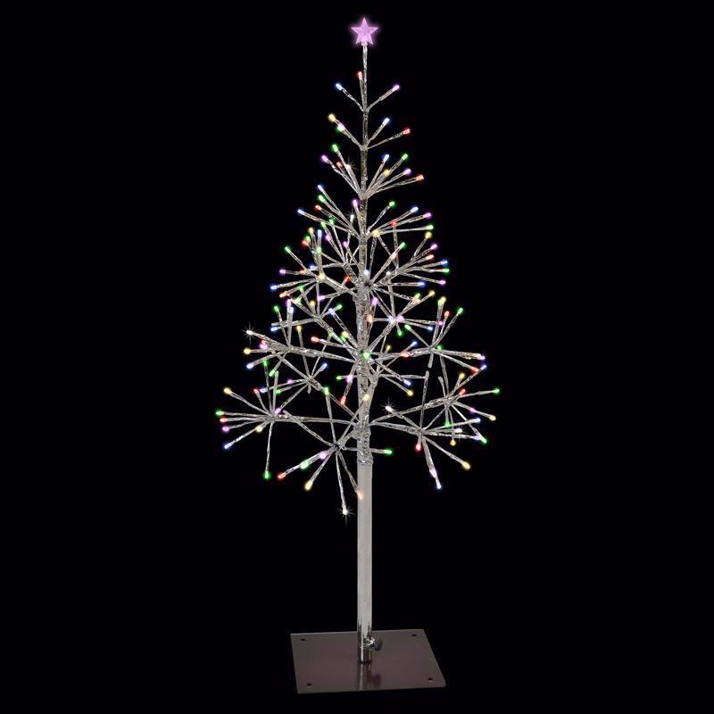 Celebrations Platinum LED Multi Shimmering Tree 4.5 ft. Pathway Decor