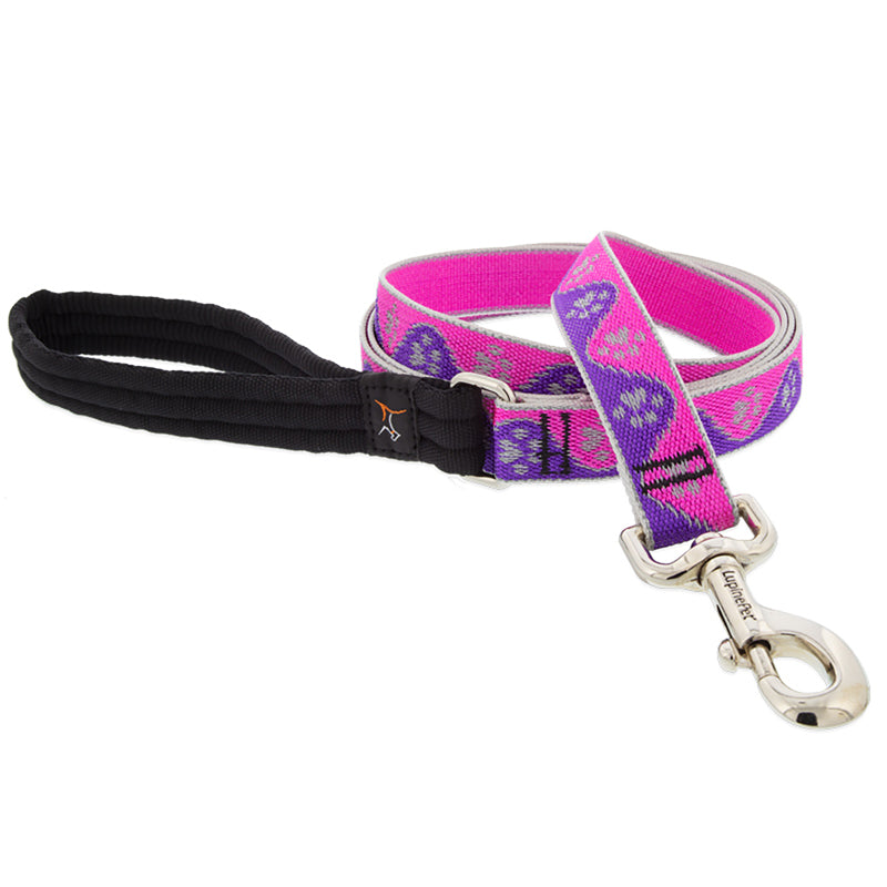 LEASH REFL PINK PAWS 6FT