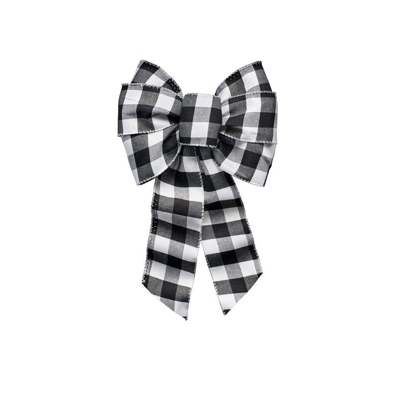 BUF PLAID WIRE BK/WH BOW