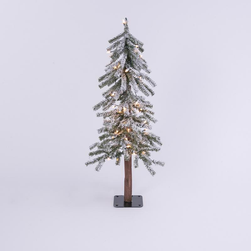 Gerson 3 ft. Slim Incandescent 50 ct Flocked Alpine Christmas Tree
