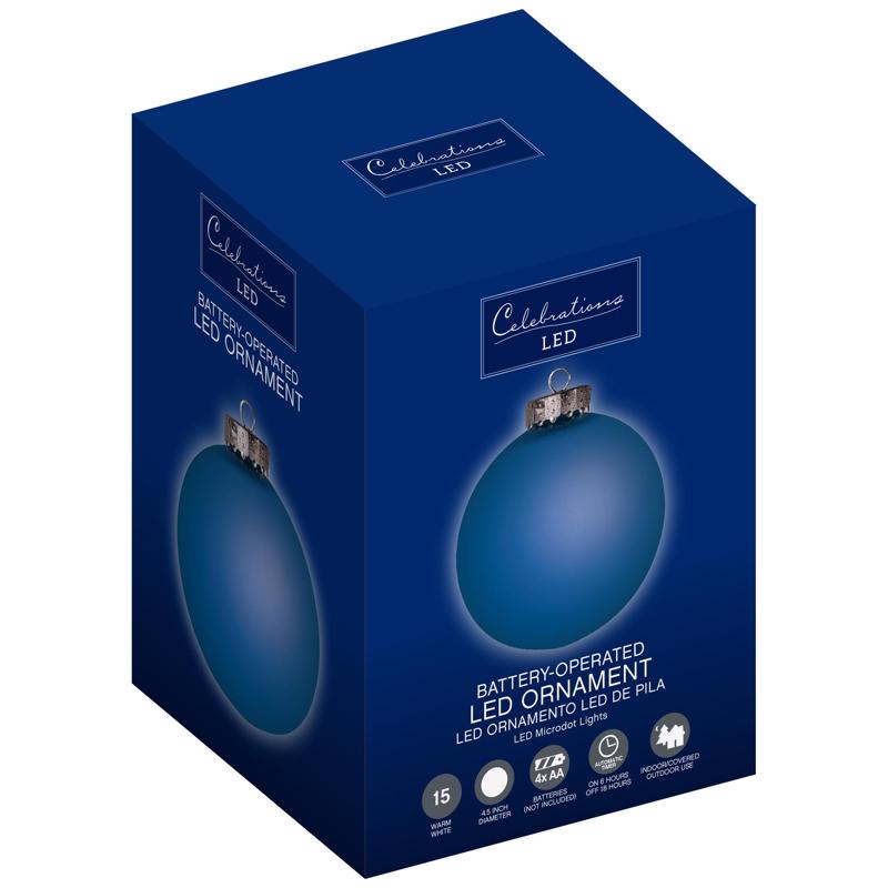 Celebrations LED Blue Ornament 5 in. Hanging Decor