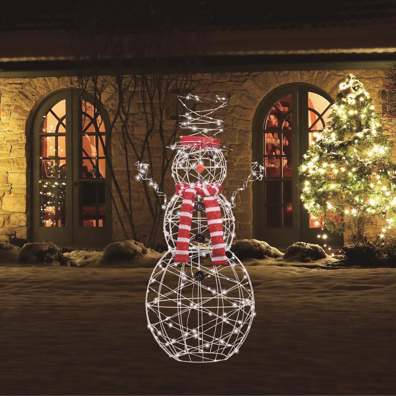 Celebrations LED Cool White Lighted Snowman 4 ft. Yard Decor