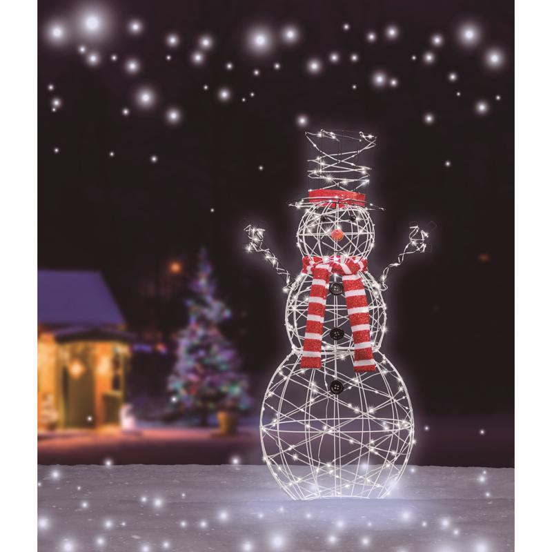 Celebrations LED Cool White Lighted Snowman 4 ft. Yard Decor