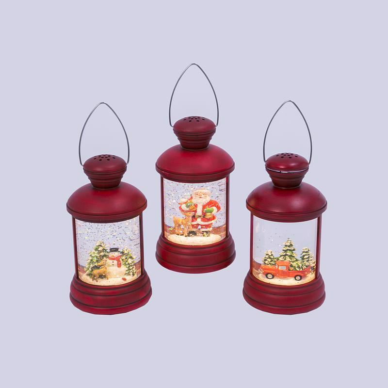 Gerson Red Spinning Lantern Indoor Christmas Decor 7.4 in.