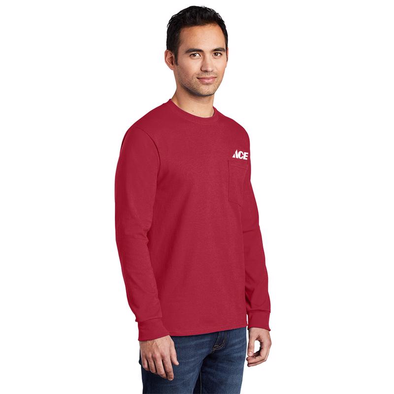 Artcraft M Sizes Unisex Long Sleeve Red Pocket T-Shirt