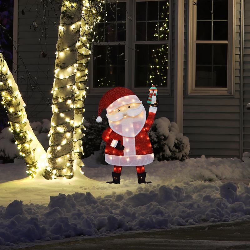 Candy Cane Lane Incandescent Santa 2 ft. Yard Decor