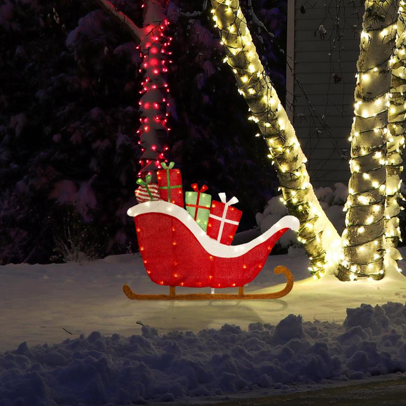 Candy Cane Lane Incandescent Sleigh 18 in. Yard Decor