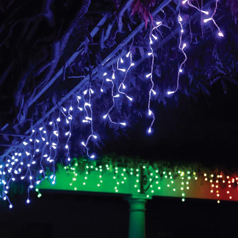 Holiday Bright Lights Twinkly LED Mini Multicolored/Warm White 190 ct Icicle Christmas Lights