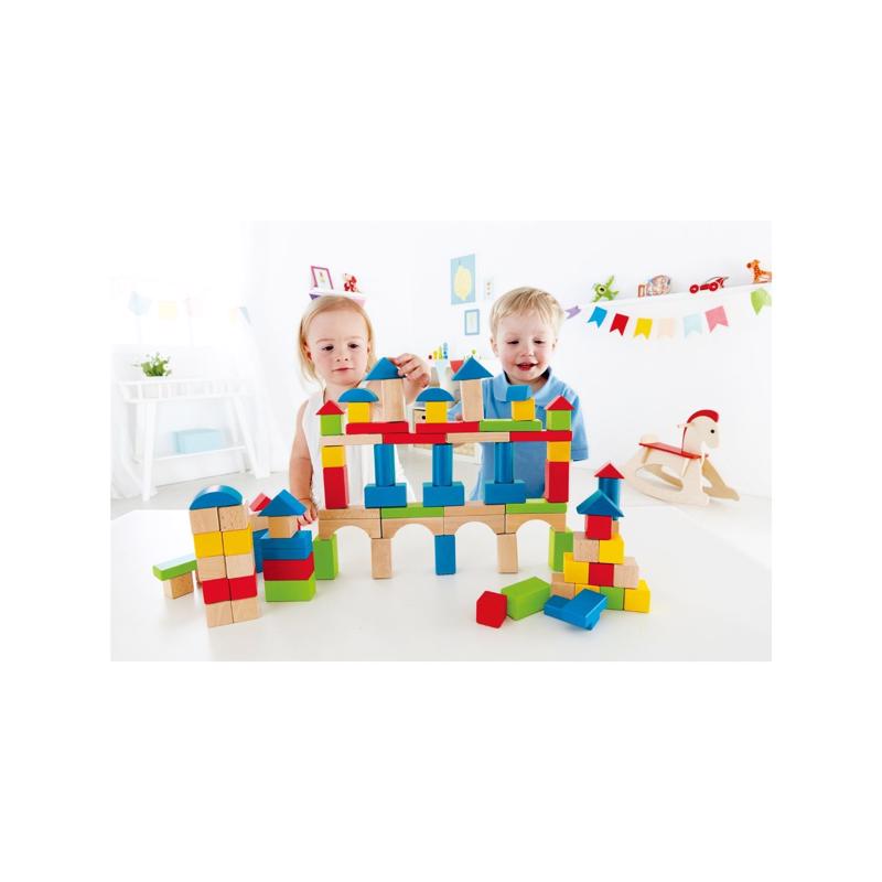 Hape Beech Blocks Build Up and Away Blocks Wood Multicolored 100 pc