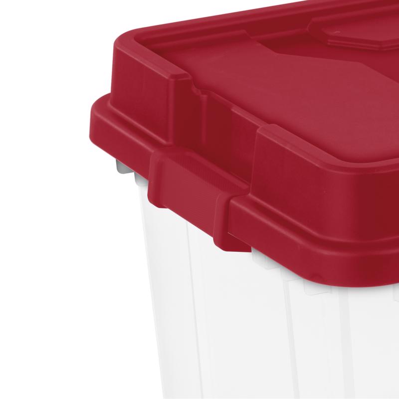 Sterilite Clear/Red Storage Tote w/Wheels 15.5 in. H X 52.5 in. W X 20 in. D