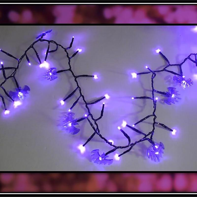 Celebrations Purple 120 ct 9 ft. LED Bat Garland Lights