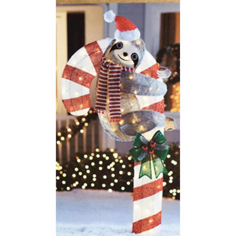 Sienna LED Warm White Sloth with Candy Cane 4 ft. Yard Decor