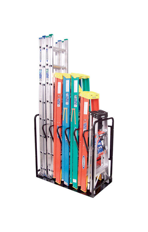 45.5 in. H X 24.75 in. W X 48 in. D Black Metal Ladder Shelving Rack