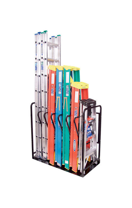 45.5 in. H X 24.75 in. W X 48 in. D Black Metal Ladder Shelving Rack