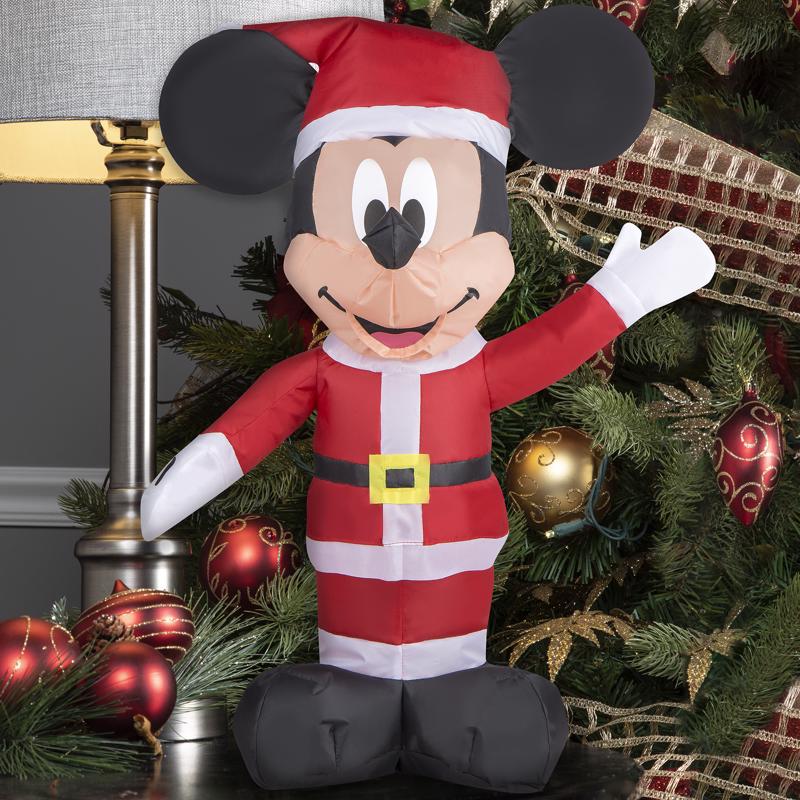 Disney Airdorable Airblown Red Mickey Mouse Santa Inflatable 21 in.