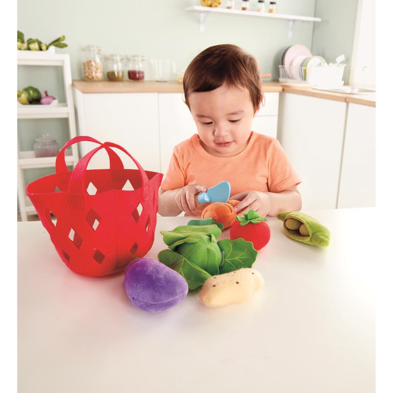Hape Soft Toy Vegetable Basket Plush Red 8 pc