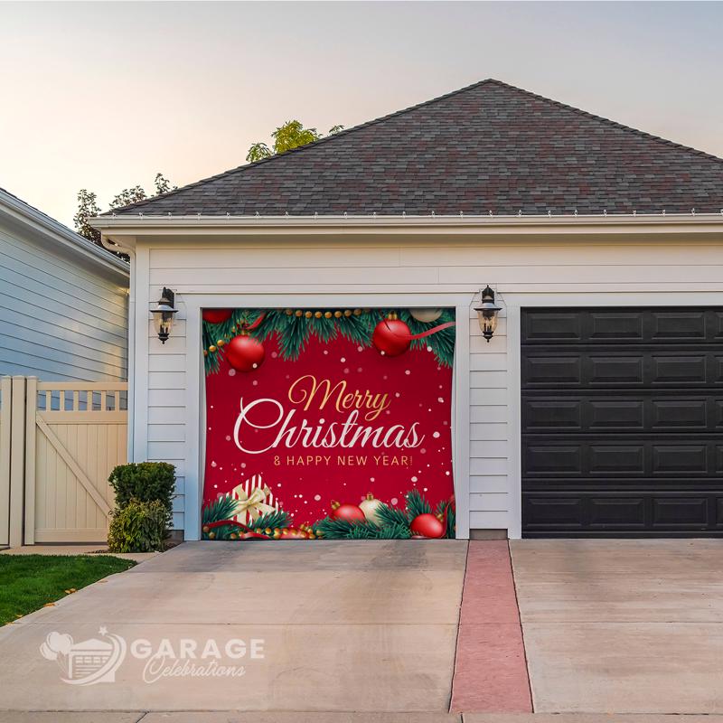 Celebrations Merry Christmas and Happy New Year 7 ft. x 8 ft. Garage Door Cover