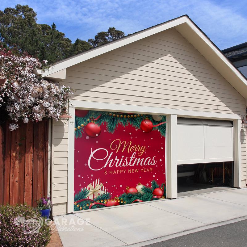 Celebrations Merry Christmas and Happy New Year 7 ft. x 8 ft. Garage Door Cover
