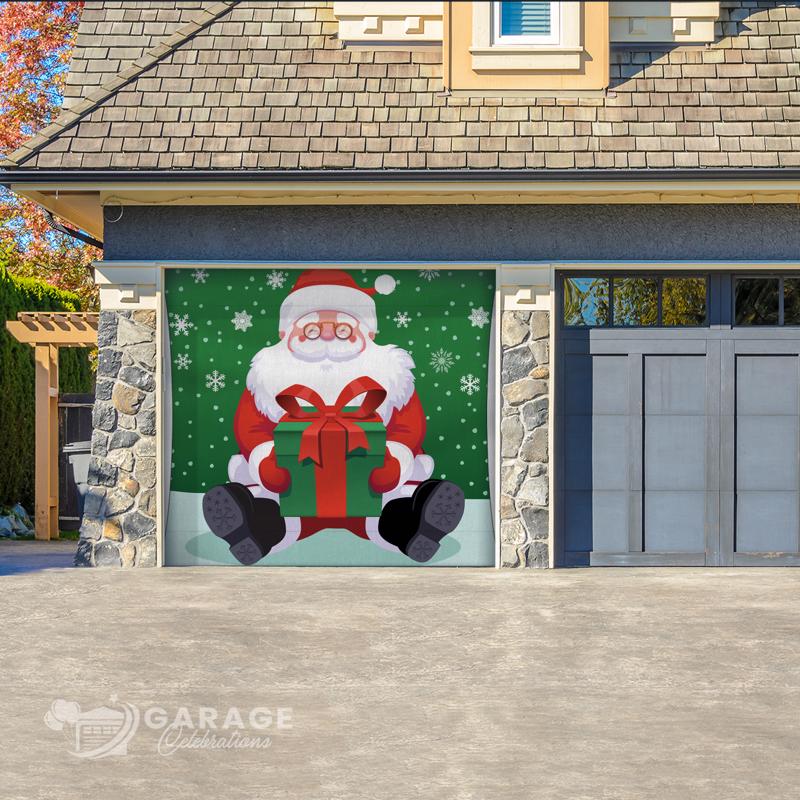 Celebrations Santa 7 ft. x 8 ft. Garage Door Cover
