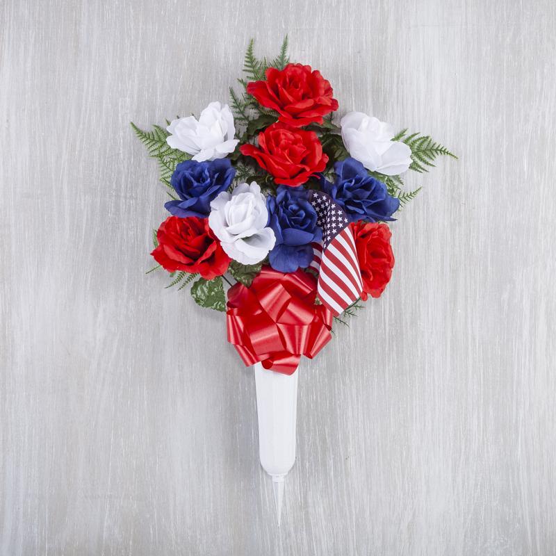 Gerson American Flag Memorial Vase 1 pc