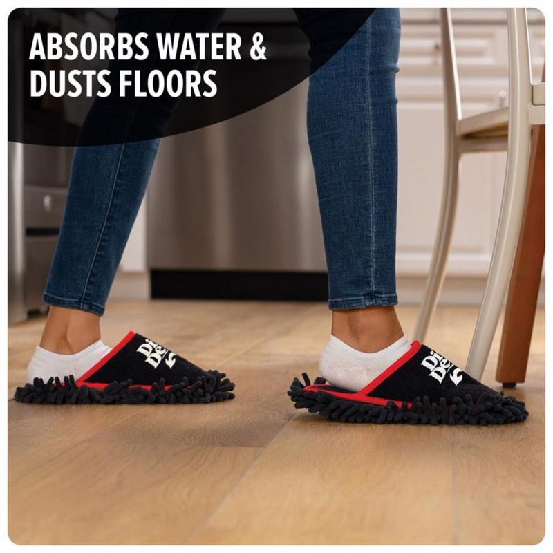 Dirt Devil Cleaning Slippers, Flexible Detachable Microfiber Washable Dusting Shoes, for Hard Floors and Baseboards, MD95000, Black