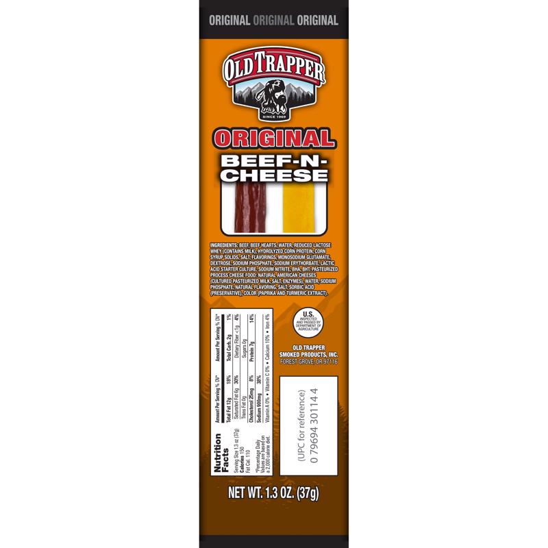 Old Trapper Original Beef Stick and Cheese 1.3 oz Boxed