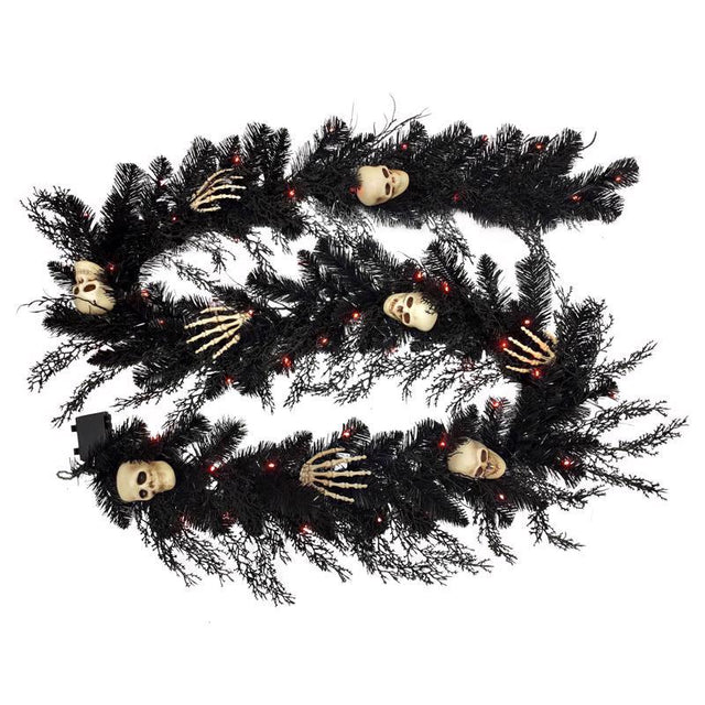 GARLAND SKULL B/O BLK 9'