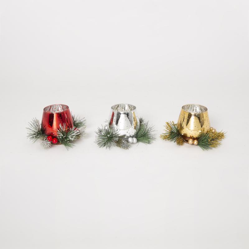 Gerson Assorted Glass Cup Candle Holder 3 in.