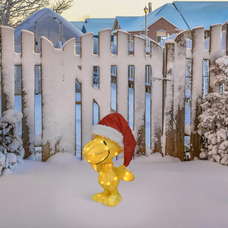 ProductWorks LED Peanuts Woodstock in Santa Hat 18 in. Yard Decor