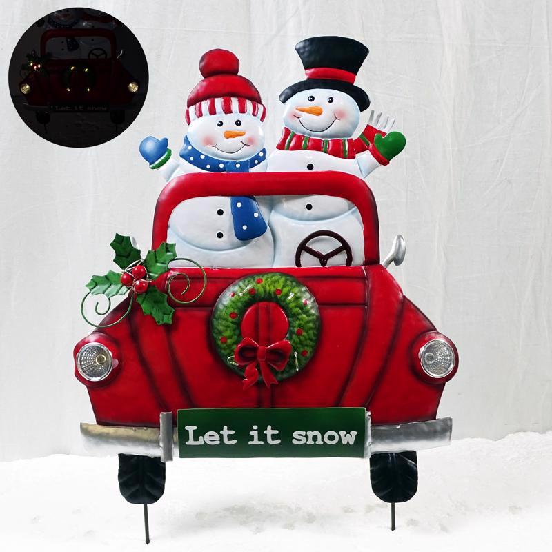 CMAS SNOWMN IN CAR METAL