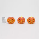 Gerson 4.5 in. Set of 3 Lighted Resin Halloween Pumpkins with Remote Hanging Decor