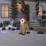 Gemmy Christmas Airblown Inflatable Standing Rudolph w/Santa Hat & Scarf, 3.5 ft Tall, Brown