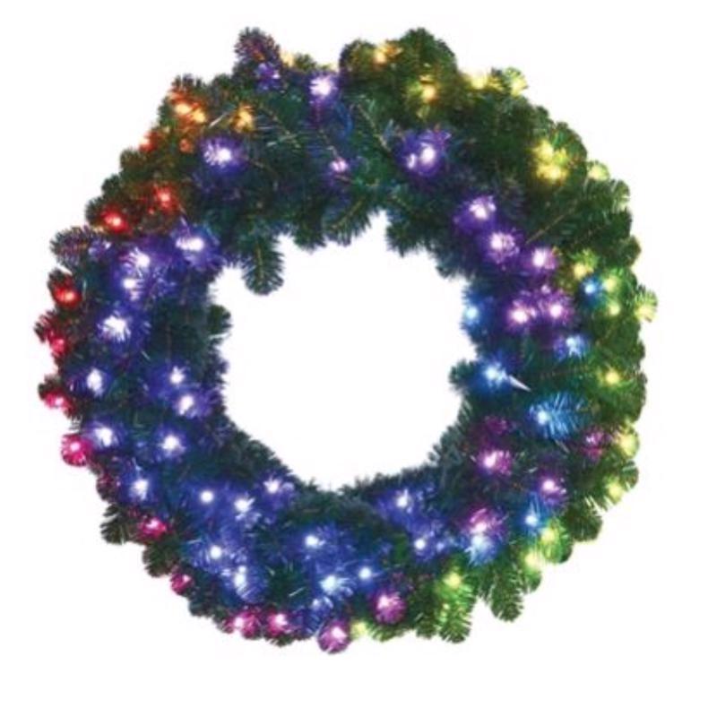 PRELIT WREATH RGBW 24"