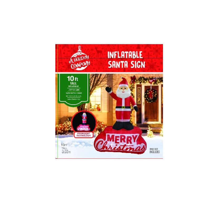 A Holiday Company LED Santa Merry Christmas 10 ft. Inflatable