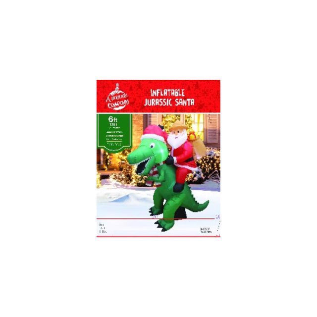 INFLAT DINO W/SANTA 6'