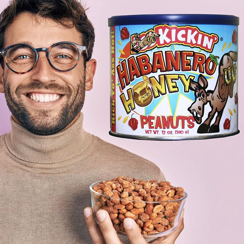 Ass Kickin Habanero Honey Peanuts 12 oz Canister