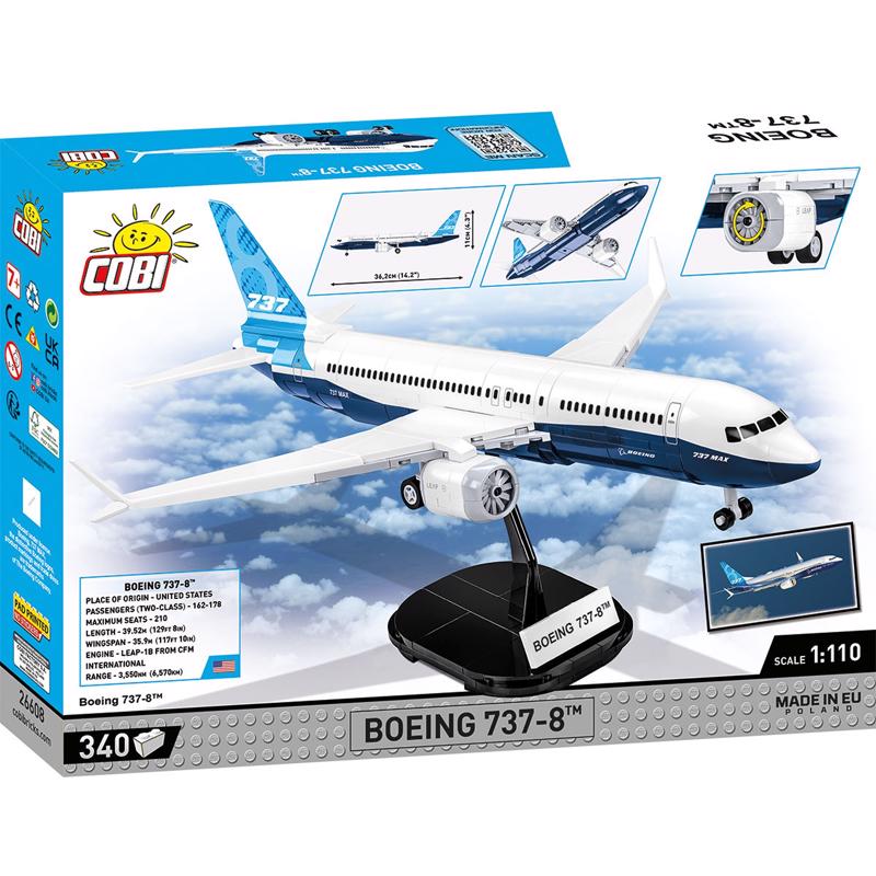 COBI Boeing 737-8 Airplane Block Set Blue/White 340 pc