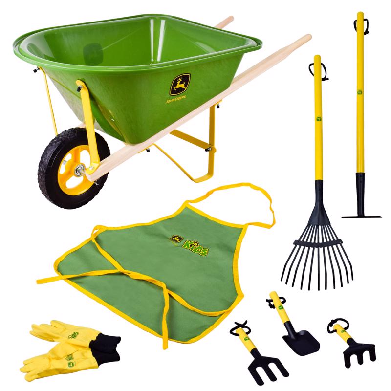 John Deere Wheelbarrow Garden Set Multicolored 9 pc