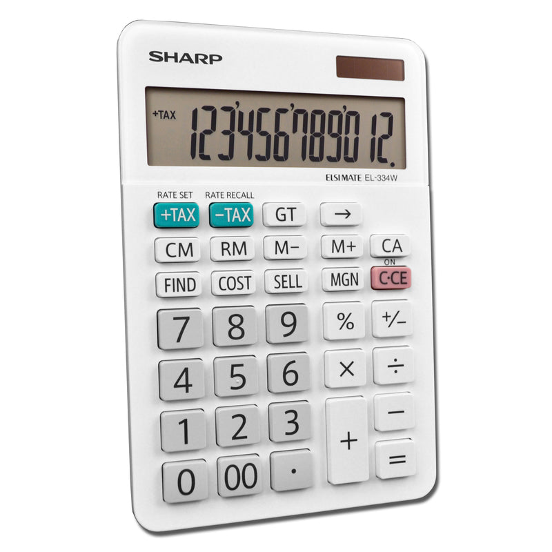Sharp White 12 digit Solar Powered Calculator