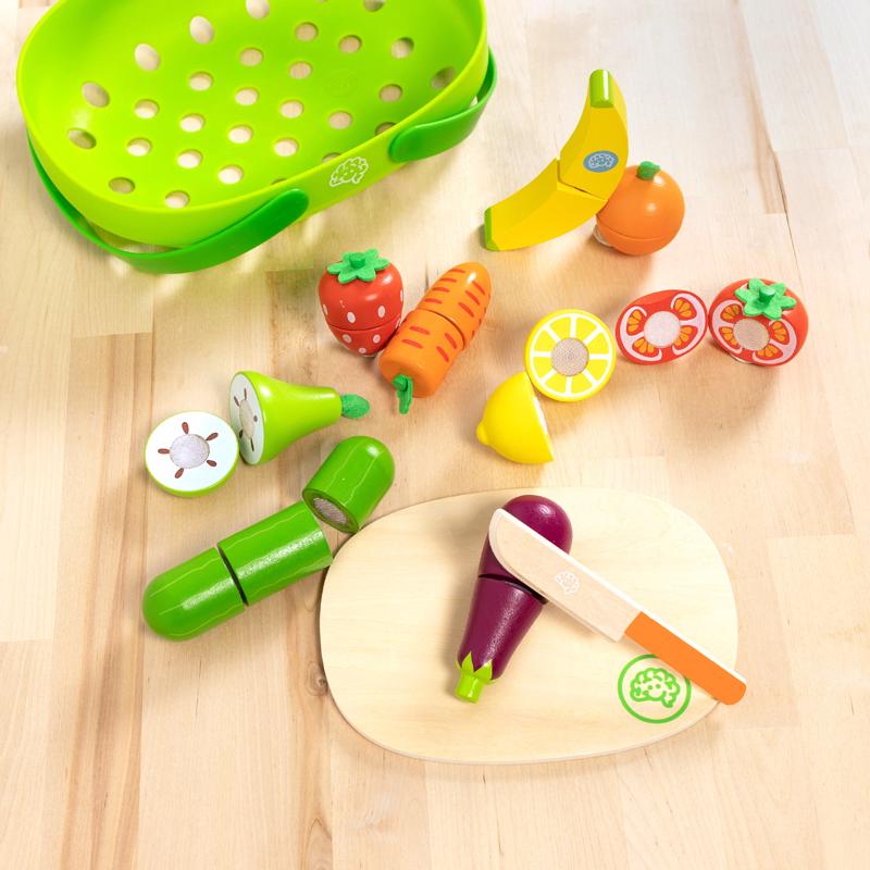 Fat Brain Toy Pretendables Fruit & Veggie Basket Set Multicolored 11 pc