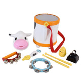 Acorn Avenue Cow Musical Drum Toy Multicolored