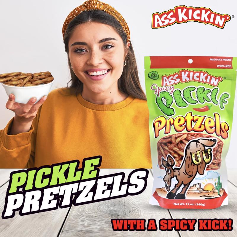 Ass Kickin' Spicy Pickle Pretzels 12 oz Bagged