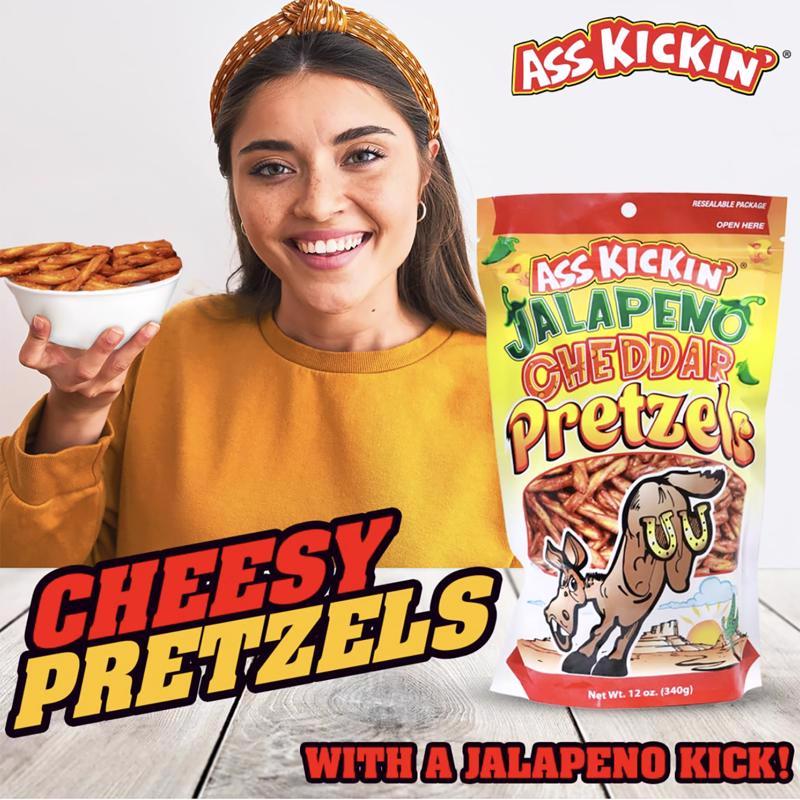 Ass Kickin' Jalapeno Cheddar Pretzels 12 oz Bagged