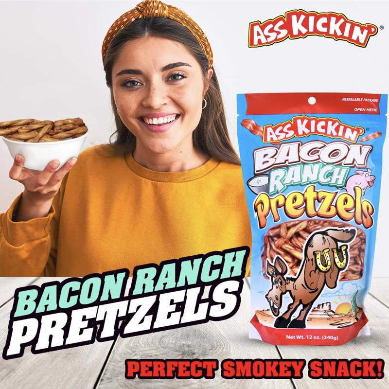 Ass Kickin' Bacon Ranch Pretzels 12 oz Bagged