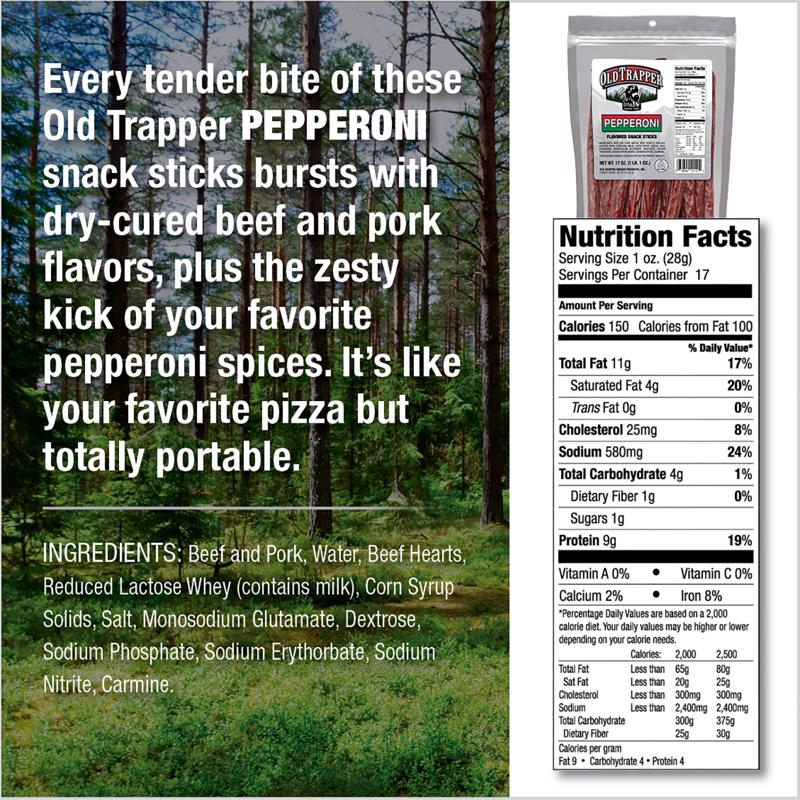 Old Trapper Pepperoni Snack Stick 17 oz Bagged