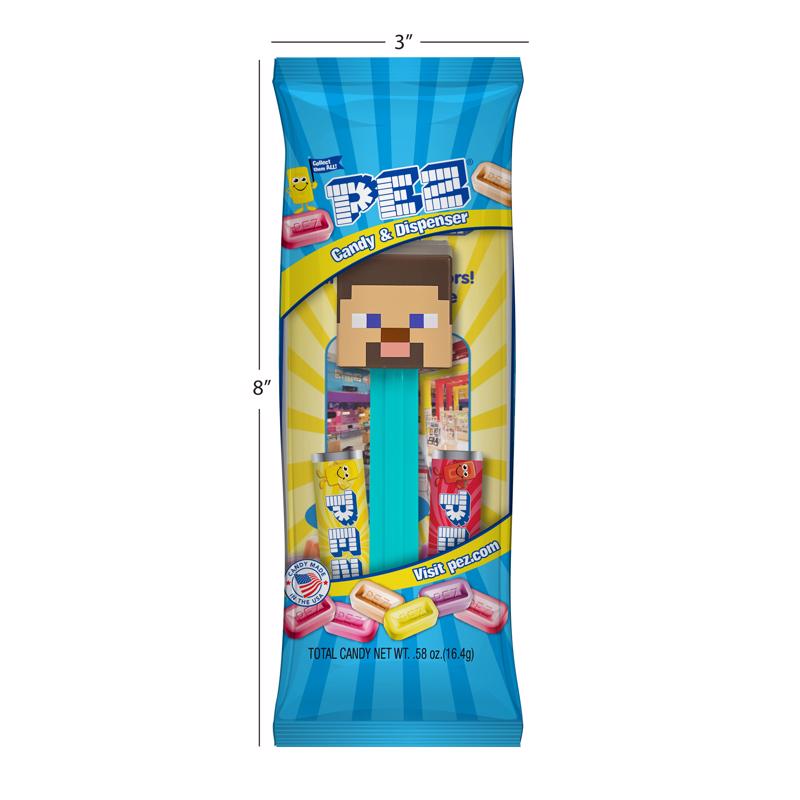 PEZ Minecraft Assorted Candy and Dispenser 0.58 oz