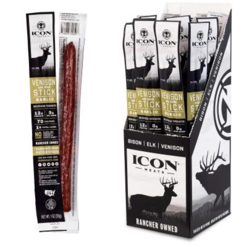 ICON Meats Venison & Pork Garlic Sticks 1 oz Pouch